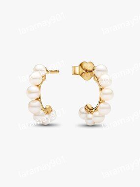 Treated Freshwater Cultured Pearls Open Hoop Earrings